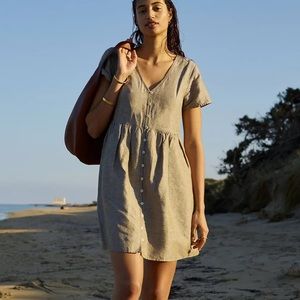 Madewell Linen-Blend Alexandra Button-Front Mini Dress